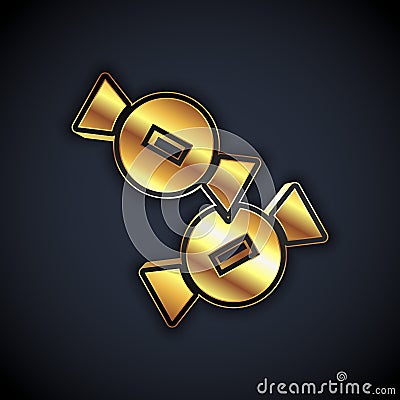 Gold Candy icon isolated on black background. Vector Vector Illustration