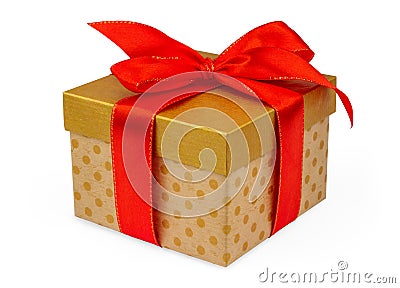 Gold Cardboard Box Close-Up Front View 2 Stock Photo