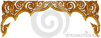 Gold carved ornament frame art isolated on white background Stock Photo