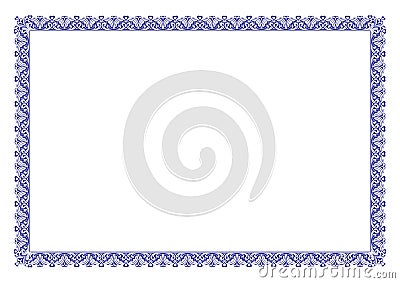 Blue Certificate of Appreciation Border floral ornament Vector Illustration