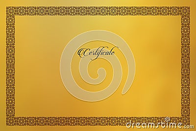 Gold Certificate background. Modern flat style- 21 JULY 2017. Cartoon Illustration