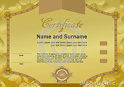 Gold certificate. Vector Illustration