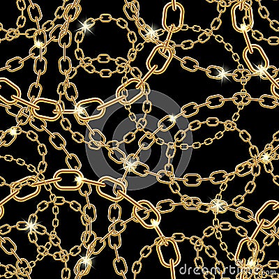 Gold chain on black. seamless Vector Illustration