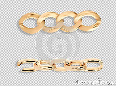 Gold chain isolated. Vector necklace on white background Vector Illustration