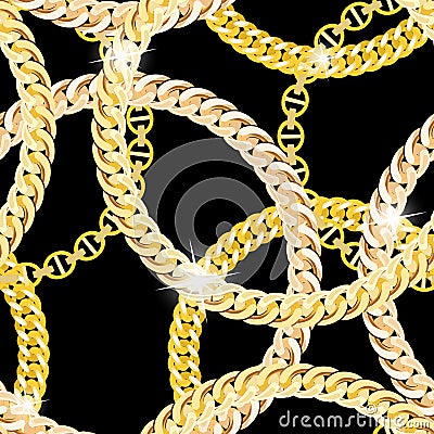 Gold Chain Jewelry Seamless Pattern Background Vector Illustration