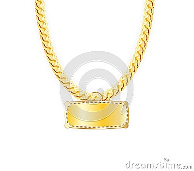 Gold Chain Jewelry Whith Gold Pendants. Vector Vector Illustration