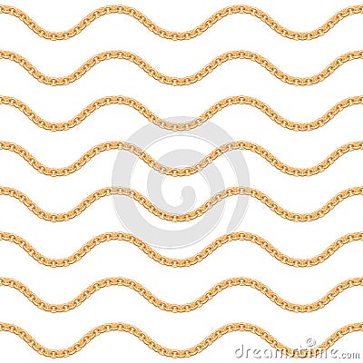 Gold chains luxury seamless pattern. For textile, scarf, cravat design. Vector Cartoon Illustration