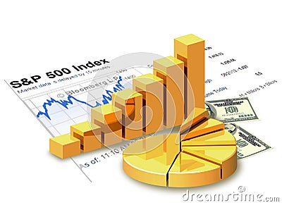 Gold chart, money, financial statement. Stock Photo