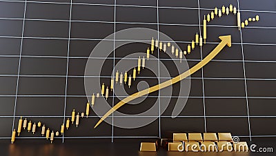 Gold chart for trading and exchange, 3d illustration Stock Photo