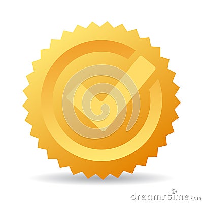 Gold check mark vector icon Vector Illustration