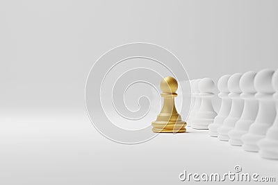 Gold chess outstanding among group. Leader, Unique, Think different Cartoon Illustration