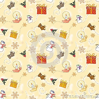 Gold Child Christmas Wrapping paper Cartoon Illustration