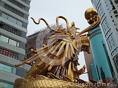 Gold chinese dragon Editorial Stock Photo