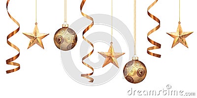 Gold christmas decorations Stock Photo