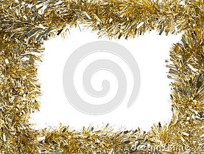 Gold Christmas garland, rectangular frame Stock Photo