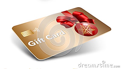 A gold Christmas gift card is seen Stock Photo