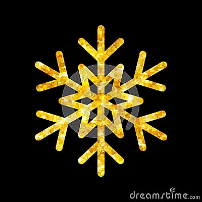 Christmas gold fire snowflake isolated illustration Vector Illustration