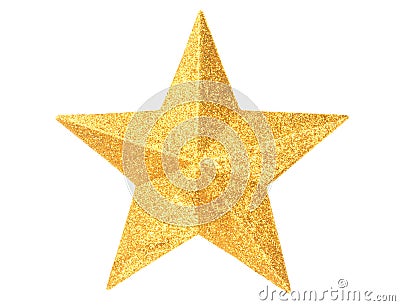 Gold Christmas star on white Stock Photo