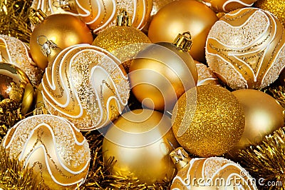 Gold Christmass balls Stock Photo