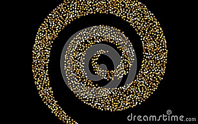 Gold Circle Bright Black Background. Holiday Vector Illustration