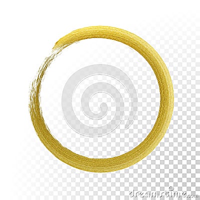 Gold circle glitter texture paint brush on vector transparent background Vector Illustration