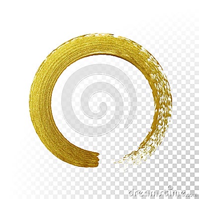 Gold circle glitter texture paint brush on vector transparent background Vector Illustration