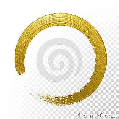 Gold circle glitter texture paint brush on vector transparent background Vector Illustration