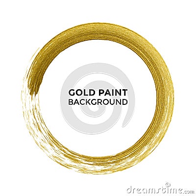 Gold circle glitter texture paint brush on vector white background Vector Illustration