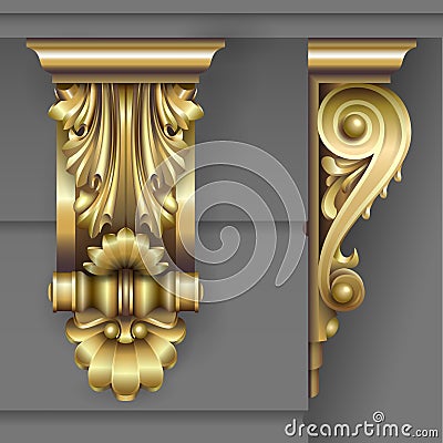 Gold Classic facade bracket Stock Photo