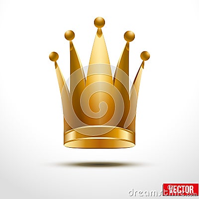 Gold classic royal Crown of Queen or Princess. Vector Illustration