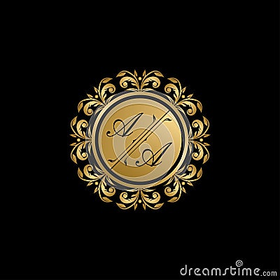 Gold Classy Wedding Sign AA Letter Logo Stock Photo