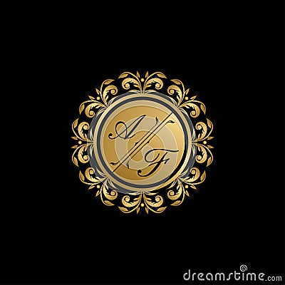 Gold Classy Wedding Sign AF Letter Logo Stock Photo