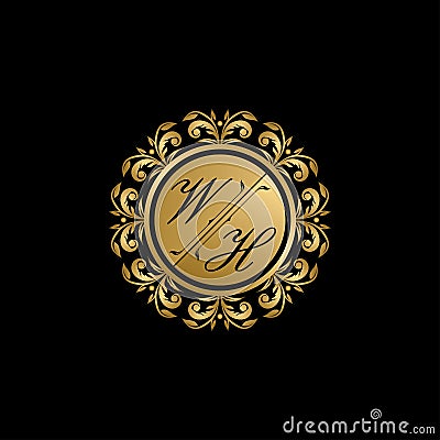 Gold Classy Wedding Sign WH Letter Logo Stock Photo