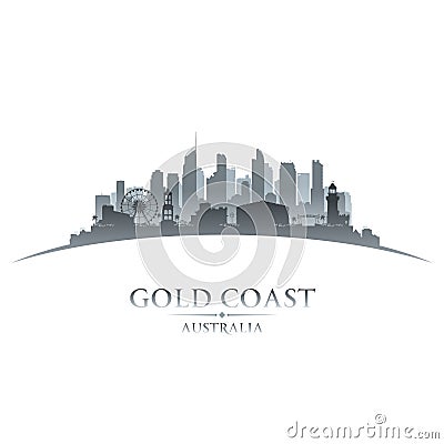 Gold Coast Australia city silhouette white background Vector Illustration