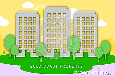 Gold Coast Property City View Depicts Surfers Paradise Real Estate - 3d Illustration Stock Photo