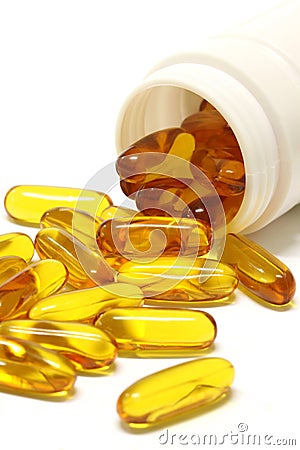 Gold cod liver fish oil Stock Photo