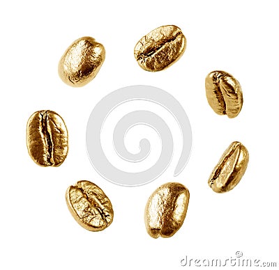 Gold coffee beans Stock Photo