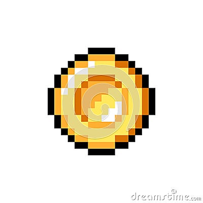 gold coin 8-bit pixel graphics icon. Pixel art style. Game assets. 8-bit sprite. Isolated vector illustration EPS 10 Vector Illustration