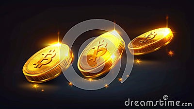 Gold coin 3D in different rotation angles. Modern set of realistic sprites for rotating animation of the simple currency Stock Photo