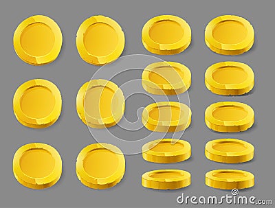 Gold coin. Gold coin isolated on a white background. Gold coin, vector illustration. Vector Illustration