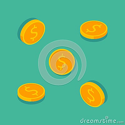 Gold coin Isometric & Flat icon vector Vector Illustration