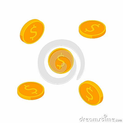 Gold coin Isometric & Flat - White Background icon vector Vector Illustration