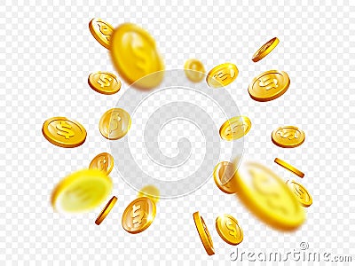 Gold coin splash bingo jackpot win casino poker coins vector 3D background Vector Illustration