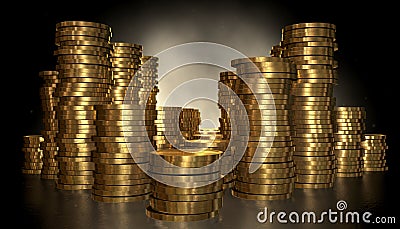 Gold Coin Stacks Stock Photo