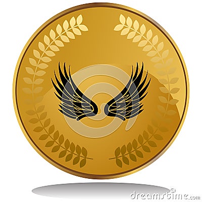 Gold Coin - Wings Vector Illustration