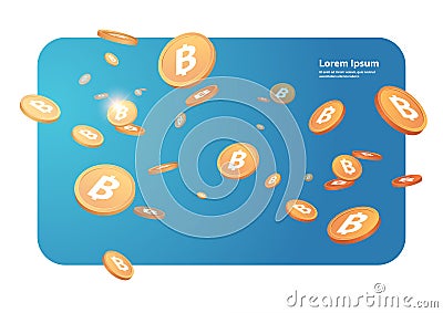 gold coins bitcoins crypto currency web money mining passive income earnings electronic payments concept Vector Illustration