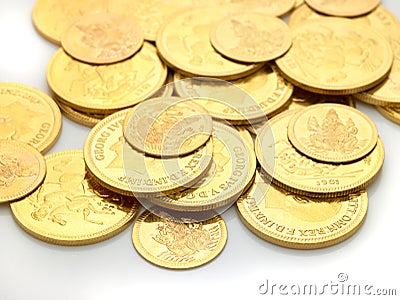 Gold coins embossed with images Stock Photo