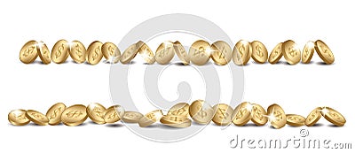 Gold coins line - vector dollars Vector Illustration