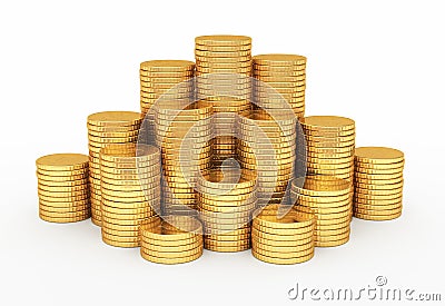 Gold coins pyramid shape Stock Photo