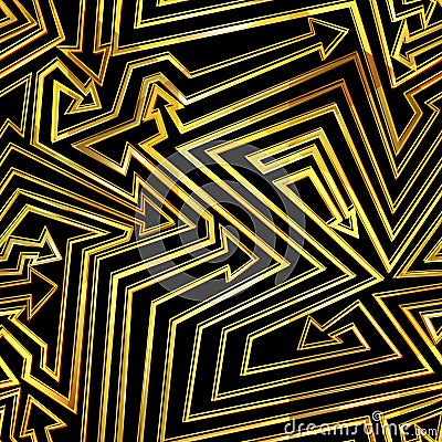 Gold color geometric arrows pattern Vector Illustration